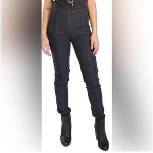 Prairie Underground Denim Girdle Ankle Length Legging Pants in Black, Size Large